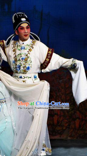 Meng Hui Tai Hu Chinese Guangdong Opera Scholar Fan Li Apparels Costumes and Headpieces Traditional Cantonese Opera Xiaosheng Garment Young Man Clothing