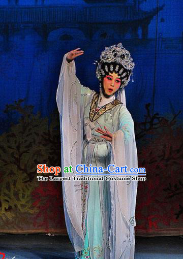 Chinese Cantonese Opera Actress Garment Meng Hui Tai Hu Costumes and Headdress Traditional Guangdong Opera Young Beauty Apparels Diva Xi Shi Dress