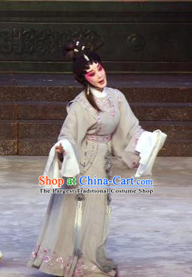 Chinese Cantonese Opera Distress Maiden Garment Story of the Violet Hairpin Costumes and Headdress Traditional Guangdong Opera Huo Xiaoyu Apparels Tsing Yi Dress