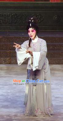 Chinese Cantonese Opera Distress Maiden Garment Story of the Violet Hairpin Costumes and Headdress Traditional Guangdong Opera Huo Xiaoyu Apparels Tsing Yi Dress