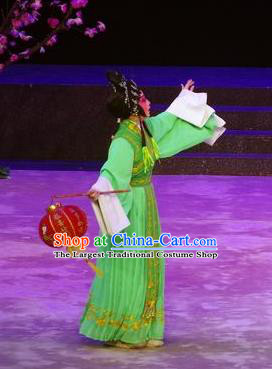 Chinese Cantonese Opera Xiaodan Garment Story of the Violet Hairpin Costumes and Headdress Traditional Guangdong Opera Young Lady Apparels Maidservant Green Dress