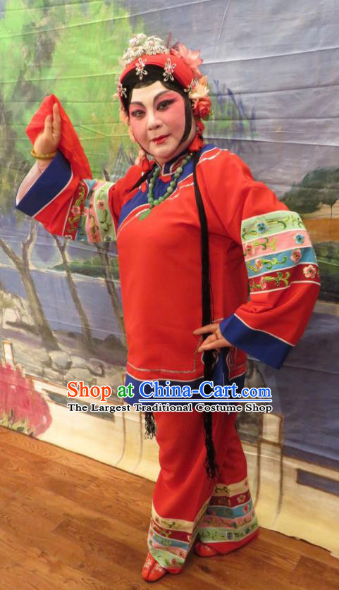Chinese Cantonese Opera Landan Garment Hua Tian Ba Xi Hairpin Costumes and Headdress Traditional Guangdong Opera Pantaloon Apparels Woman Matchmaker Dress