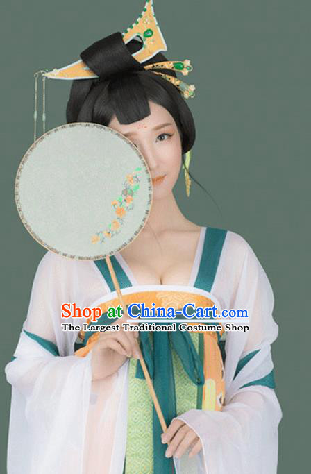 Chinese Traditional Tang Dynasty Historical Costumes Ancient Drama Royal Princess Hanfu Dress Apparels and Headdress Complete Set