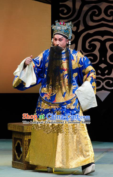 Yuan Yang Sword Chinese Guangdong Opera Emperor Apparels Costumes and Headpieces Traditional Cantonese Opera Elderly Male Garment Duke Li Zicheng Clothing