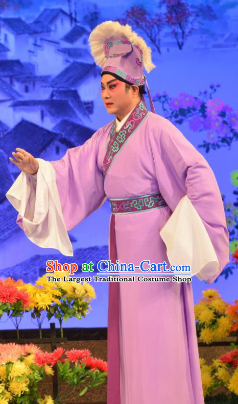 Hun Qian Zhu Ji Xiang Chinese Guangdong Opera Xiaosheng Apparels Costumes and Headpieces Traditional Cantonese Opera Young Male Garment Civilian Huang Zhuwan Clothing