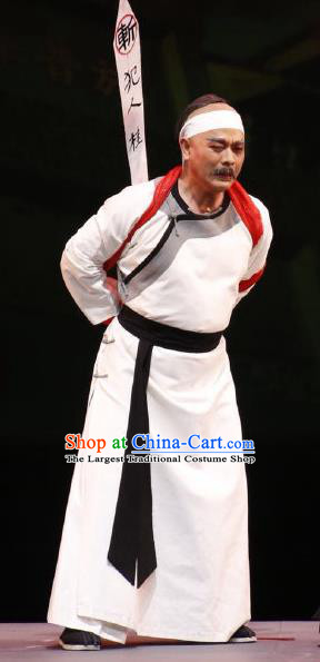 Barwo Guild Chinese Guangdong Opera Elderly Male Apparels Costumes and Headpieces Traditional Cantonese Opera Uncle Gui Garment Prisoner Clothing