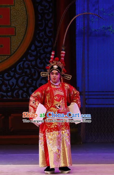 Diao Man Gong Zhu Gan Fu Ma Chinese Guangdong Opera Bridegroom Apparels Costumes and Headpieces Traditional Cantonese Opera Young Male Garment Meng Feixiong Clothing