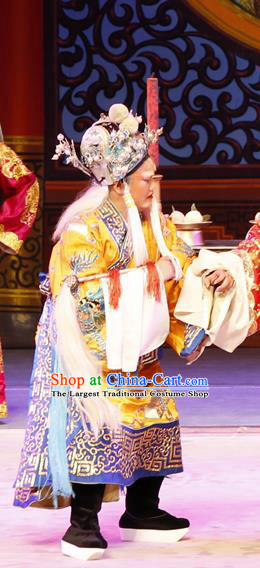 Diao Man Gong Zhu Gan Fu Ma Chinese Guangdong Opera Elderly Man Apparels Costumes and Headpieces Traditional Cantonese Opera Clown Garment Eunuch Clothing