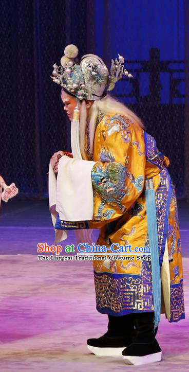 Dian Man Gong Zhu Gan Fu Ma Chinese Guangdong Opera Elderly Man Apparels Costumes and Headpieces Traditional Cantonese Opera Clown Garment Eunuch Clothing
