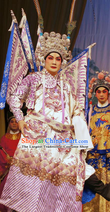 Diao Man Gong Zhu Gan Fu Ma Chinese Guangdong Opera General Meng Feixiong Apparels Costumes and Headpieces Traditional Cantonese Opera Commander Garment Kao Clothing
