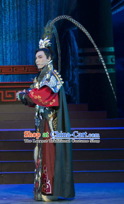 Fighting for the Great Tang Empire Chinese Guangdong Opera General Li Chengen Apparels Costumes and Headpieces Traditional Cantonese Opera Swordsman Garment Armor Clothing