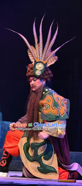 King of Nanyue Kingdom Chinese Guangdong Opera Elderly Male Apparels Costumes and Headpieces Traditional Cantonese Opera Chief Garment Shaikh Clothing