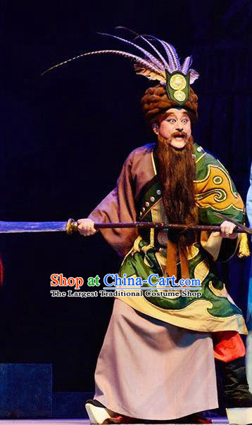 King of Nanyue Kingdom Chinese Guangdong Opera Elderly Male Apparels Costumes and Headpieces Traditional Cantonese Opera Chief Garment Shaikh Clothing