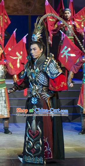 Fighting for the Great Tang Empire Chinese Guangdong Opera General Li Chengen Apparels Costumes and Headpieces Traditional Cantonese Opera Swordsman Garment Armor Clothing