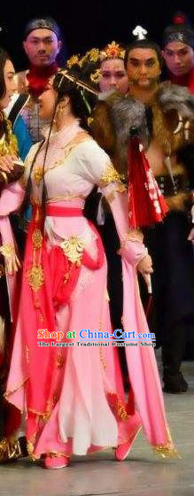 Chinese Cantonese Opera Female Swordsman Garment Fighting for the Great Tang Empire Costumes and Headdress Traditional Guangdong Opera Martial Woman Apparels Xiaoqi Dress