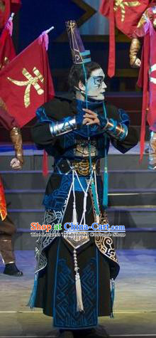 Fighting for the Great Tang Empire Chinese Guangdong Opera Hero Apparels Costumes and Headpieces Traditional Cantonese Opera Swordsman Garment Tang Men Clothing