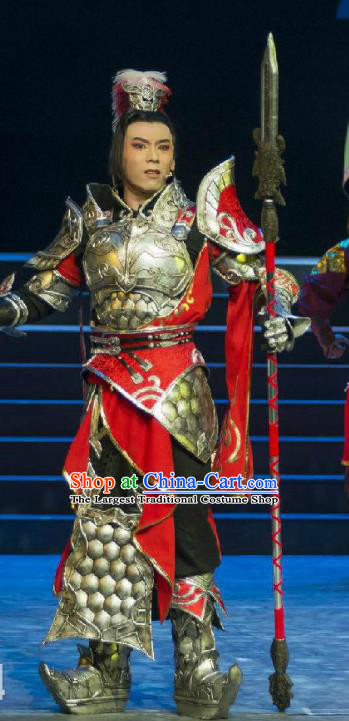 Fighting for the Great Tang Empire Chinese Guangdong Opera Hero Armor Apparels Costumes and Headpieces Traditional Cantonese Opera General Garment Clothing