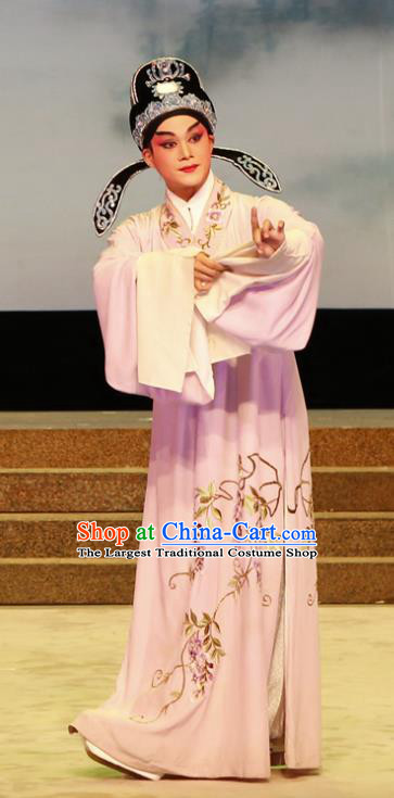 The Lotus Lantern Chinese Guangdong Opera Xiaosheng Apparels Costumes and Headpieces Traditional Cantonese Opera Niche Garment Scholar Liu Yanchang Clothing