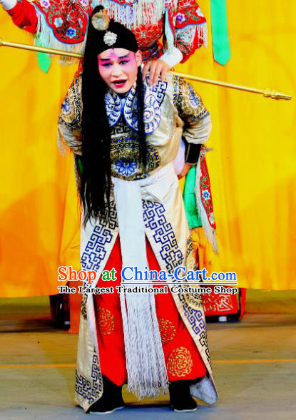 Qi Xing Temple Chinese Sichuan Opera Martial Male Apparels Costumes and Headpieces Peking Opera Highlights Wusheng Garment Soldier Yang Jiye Clothing