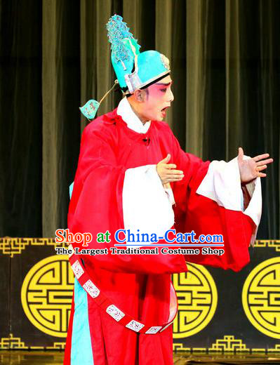 Qi Xing Temple Chinese Sichuan Opera Number One Scholar Apparels Costumes and Headpieces Peking Opera Highlights Young Male Garment Xiaosheng Dong Yong Clothing