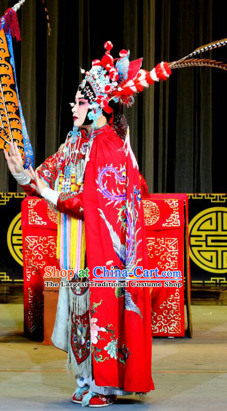 Chinese Sichuan Opera Wudan Garment Costumes and Hair Accessories Qi Xing Temple Traditional Peking Opera Highlights Martial Female Dress She Saihua Apparels