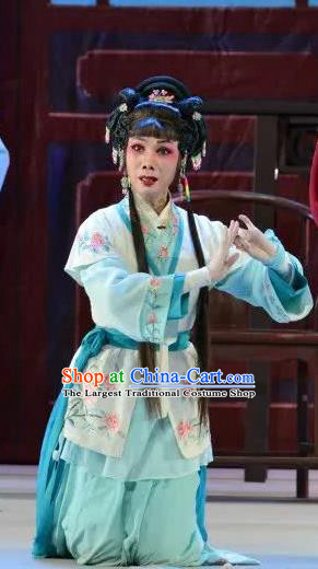 Chinese Cantonese Opera Xiaodan Garment Search the College Costumes and Headdress Traditional Guangdong Opera Young Lady Apparels Maidservant Cui Lian Dress