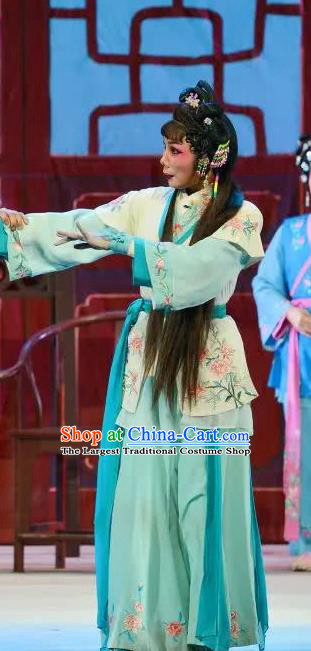 Chinese Cantonese Opera Xiaodan Garment Search the College Costumes and Headdress Traditional Guangdong Opera Young Lady Apparels Maidservant Cui Lian Dress