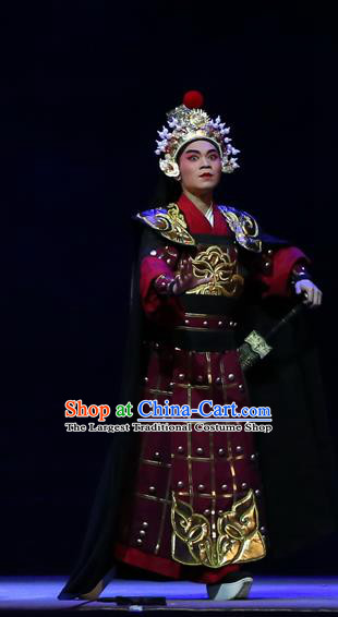 Gao Emperor of Han Chinese Guangdong Opera General Apparels Costumes and Headpieces Traditional Cantonese Opera Martial Male Garment Armor Clothing