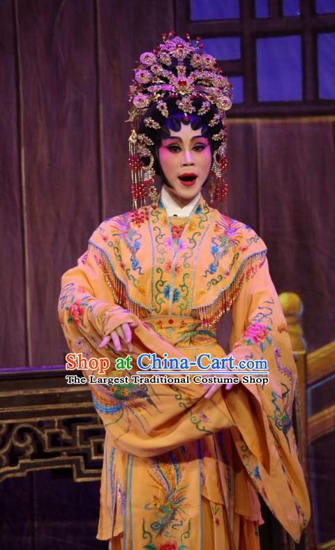 Chinese Cantonese Opera Princess Shanhu Garment Costumes and Headdress Traditional Guangdong Opera Hua Tan Apparels Young Female Dress