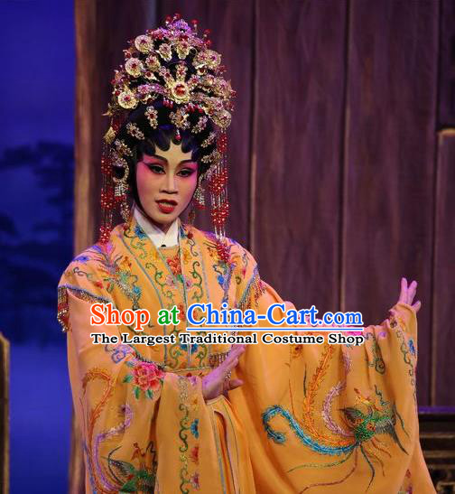 Chinese Cantonese Opera Princess Shanhu Garment Costumes and Headdress Traditional Guangdong Opera Hua Tan Apparels Young Female Dress