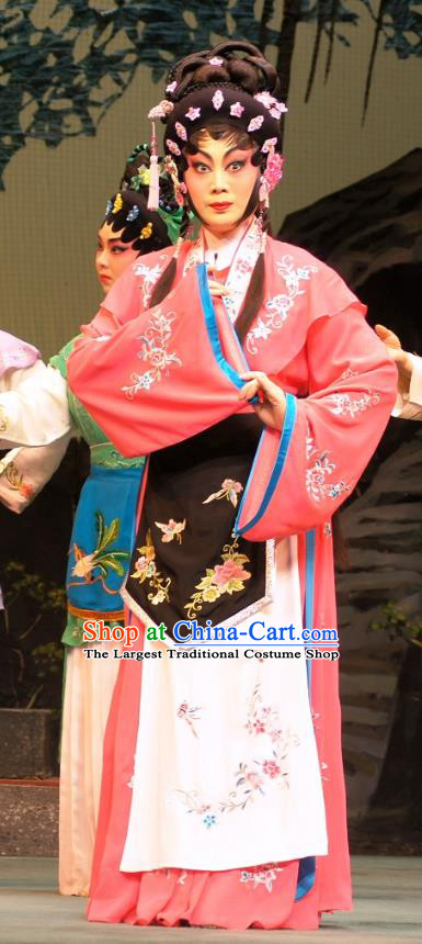 Chinese Cantonese Opera Actress Garment Emperor and the Village Girl Costumes and Headdress Traditional Guangdong Opera Diva Apparels Village Girl Zhang Guilan Red Dress