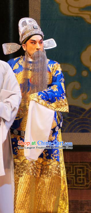 Emperor and the Village Girl Chinese Guangdong Opera Elderly Male Apparels Costumes and Headpieces Traditional Cantonese Opera Official Cao Zibin Garment Laosheng Clothing
