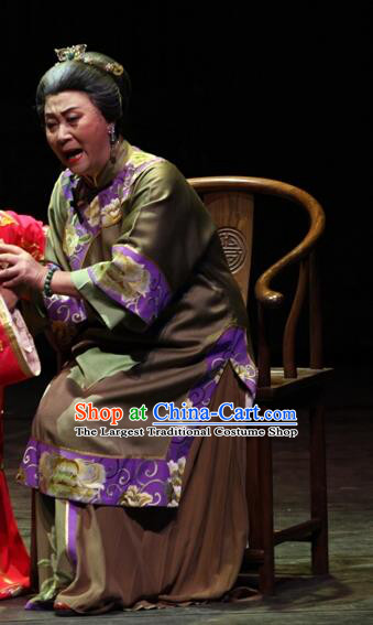 Chinese Cantonese Opera Elderly Female Garment The Watchtower Costumes and Headdress Traditional Guangdong Opera Dame Apparels Pantaloon Dress