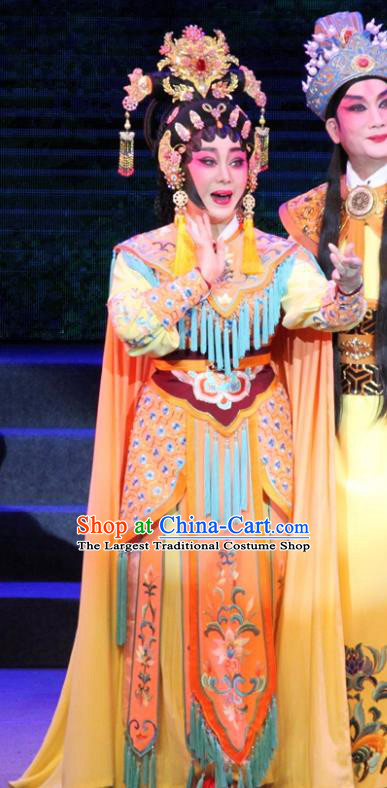 Chinese Cantonese Opera Martial Female Garment Legend of Er Lang Costumes and Headdress Traditional Guangdong Opera Swordswoman Apparels Mi Er Dress