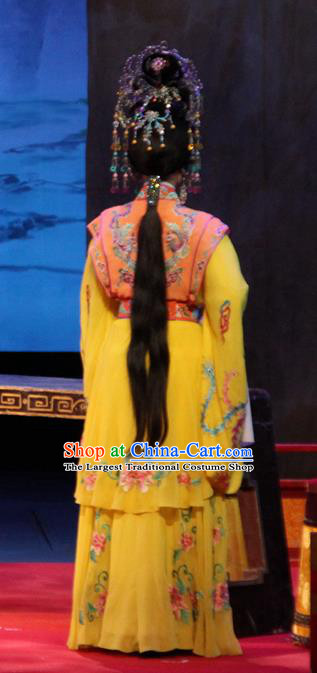 Chinese Cantonese Opera Actress Garment Goddess Luo Costumes and Headdress Traditional Guangdong Opera Imperial Consort Guo Apparels Hua Tan Dress