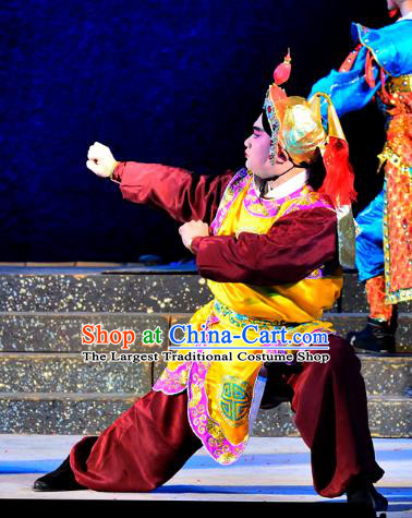 Chinese Guangdong Opera Wusheng Apparels Costumes and Headwear Traditional Cantonese Opera Soldier Garment Martial Male Clothing