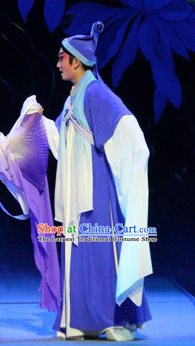 Qian Nv You Hun Chinese Guangdong Opera Young Male Apparels Costumes and Headwear Traditional Cantonese Opera Xiaosheng Garment Scholar Ning Caichen Clothing