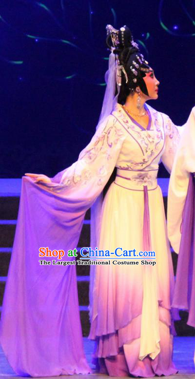 Chinese Cantonese Opera Hua Tan Garment Qian Nv You Hun Costumes and Headdress Traditional Guangdong Opera Diva Nie Xiaoqian Apparels Ghost Dress