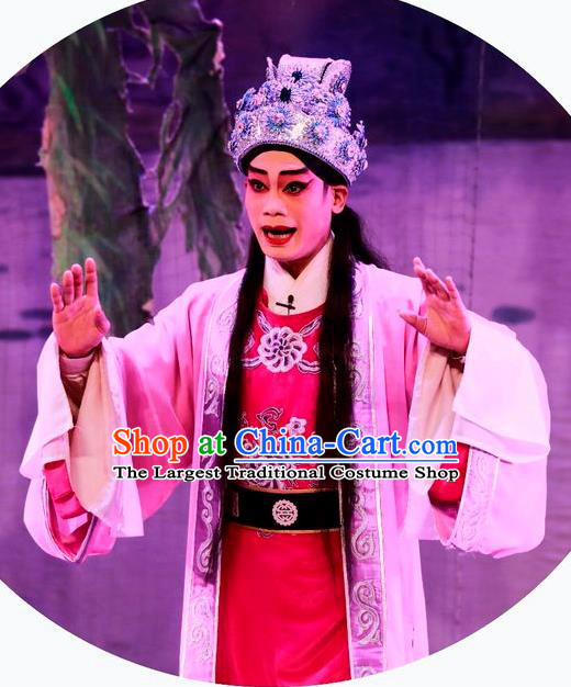 Chinese Guangdong Opera Xiaosheng Apparels Costumes and Headwear Traditional Cantonese Opera Childe Garment Crown Prince Clothing