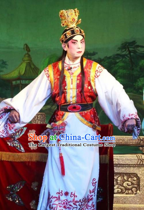 The Mad Monk by the Sea Chinese Guangdong Opera Wusheng Apparels Costumes and Headwear Traditional Cantonese Opera Martial Male Garment Wu Xiaopeng Clothing