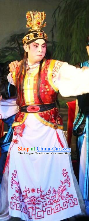 The Mad Monk by the Sea Chinese Guangdong Opera Wusheng Apparels Costumes and Headwear Traditional Cantonese Opera Martial Male Garment Wu Xiaopeng Clothing