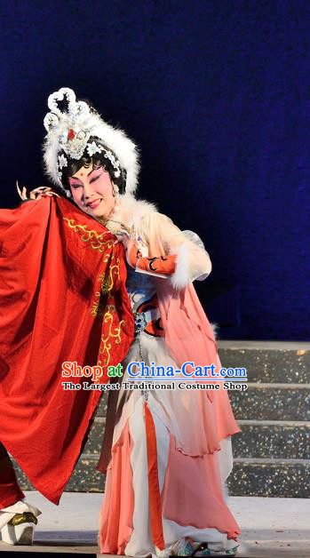 Chinese Cantonese Opera Goddess Garment Costumes and Headdress Traditional Guangdong Opera Princess Apparels Hua Tan Dress