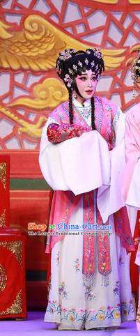 Chinese Cantonese Opera Young Lady Garment The Mad Monk by the Sea Costumes and Headdress Traditional Guangdong Opera Hua Tan Apparels Diva Ye Piaohong Dress