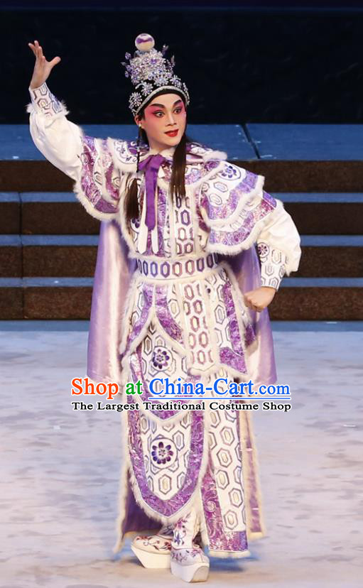 Bai Tu Ji Chinese Guangdong Opera Young Male Apparels Costumes and Headwear Traditional Cantonese Opera Garment General Liu Chengyou Clothing