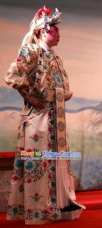 Love in the Red Plum Chinese Guangdong Opera Martial Male Apparels Costumes and Headwear Traditional Cantonese Opera Takefu Garment Wusheng Clothing