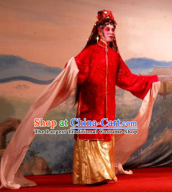 Chinese Cantonese Opera Young Female Garment Love in the Red Plum Costumes and Headdress Traditional Guangdong Opera Diva Li Huiniang Apparels Actress Red Dress