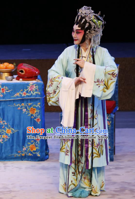 Chinese Cantonese Opera Young Woman Garment Ne Zha Hui Mu Costumes and Headdress Traditional Guangdong Opera Actress Apparels Diva Dress