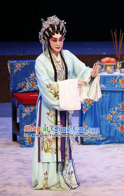 Chinese Cantonese Opera Young Woman Garment Ne Zha Hui Mu Costumes and Headdress Traditional Guangdong Opera Actress Apparels Diva Dress