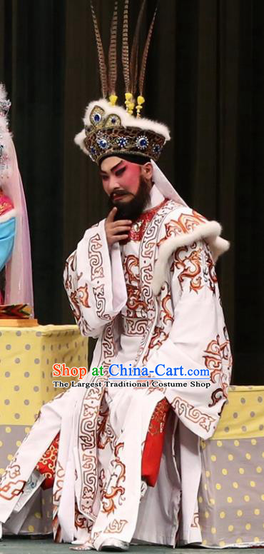 Princess Zhaojun Chinese Guangdong Opera Duke Apparels Costumes and Headwear Traditional Cantonese Opera Xiongnu King Garment Monarch Clothing