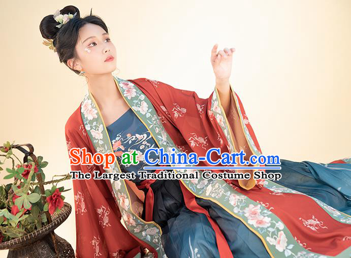 Chinese Traditional Song Dynasty Young Lady Historical Costumes Ancient Nobility Girl Hanfu Dress Apparels Complete Set